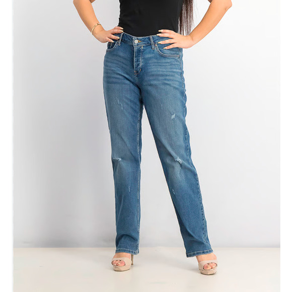 Calvin Klein Straight Button Fly Distressed Denim Jeans NWT Cyndi Blue W29 L32 - Picture 1 of 10